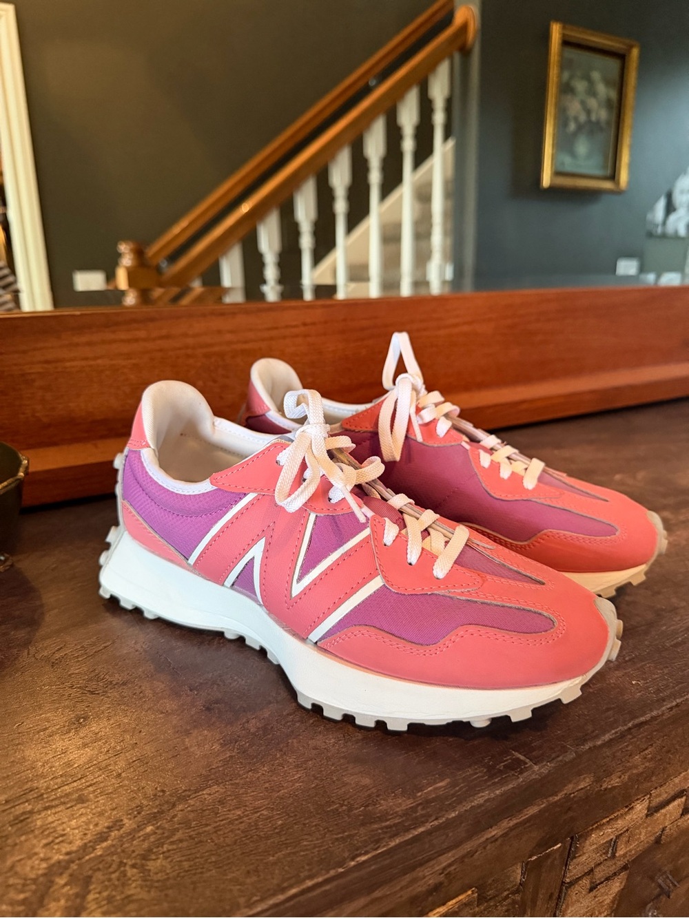 New Balance Women’s Pink and Purple Lace-Up Sneakers